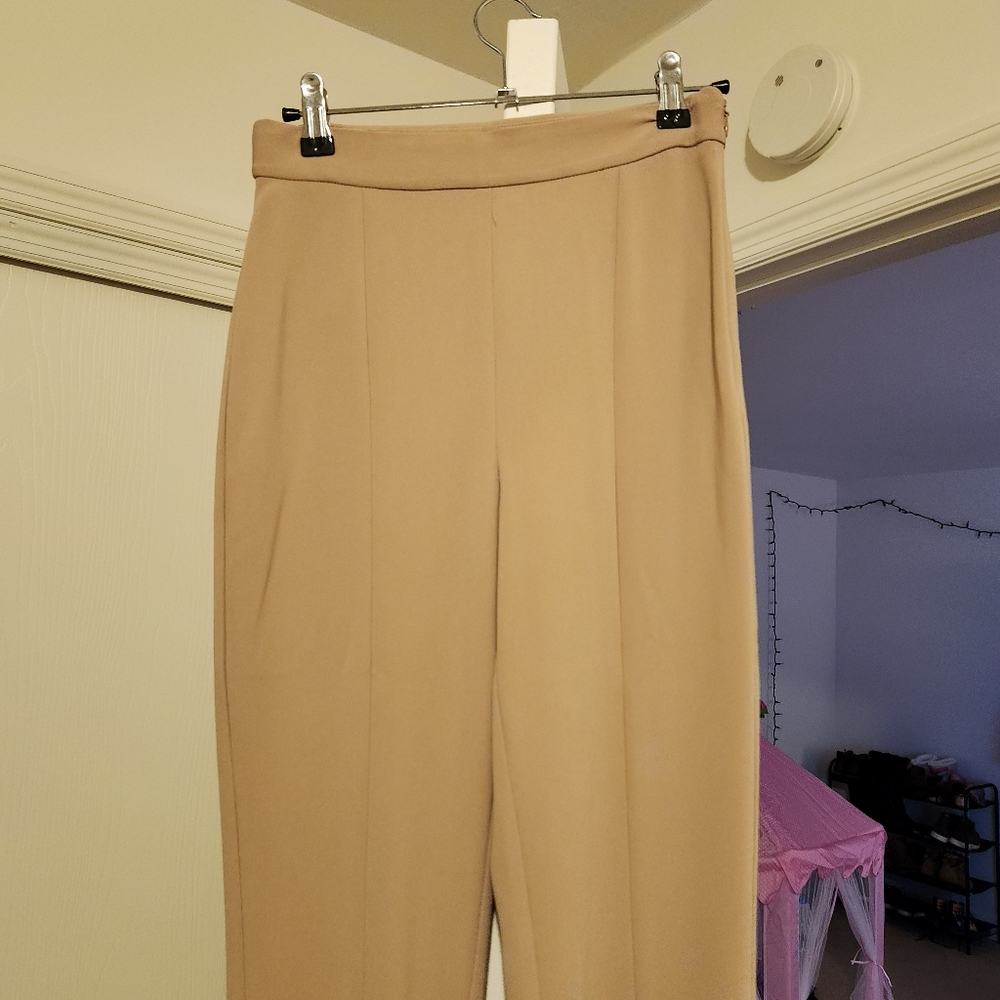 Tan straight leg dress pants